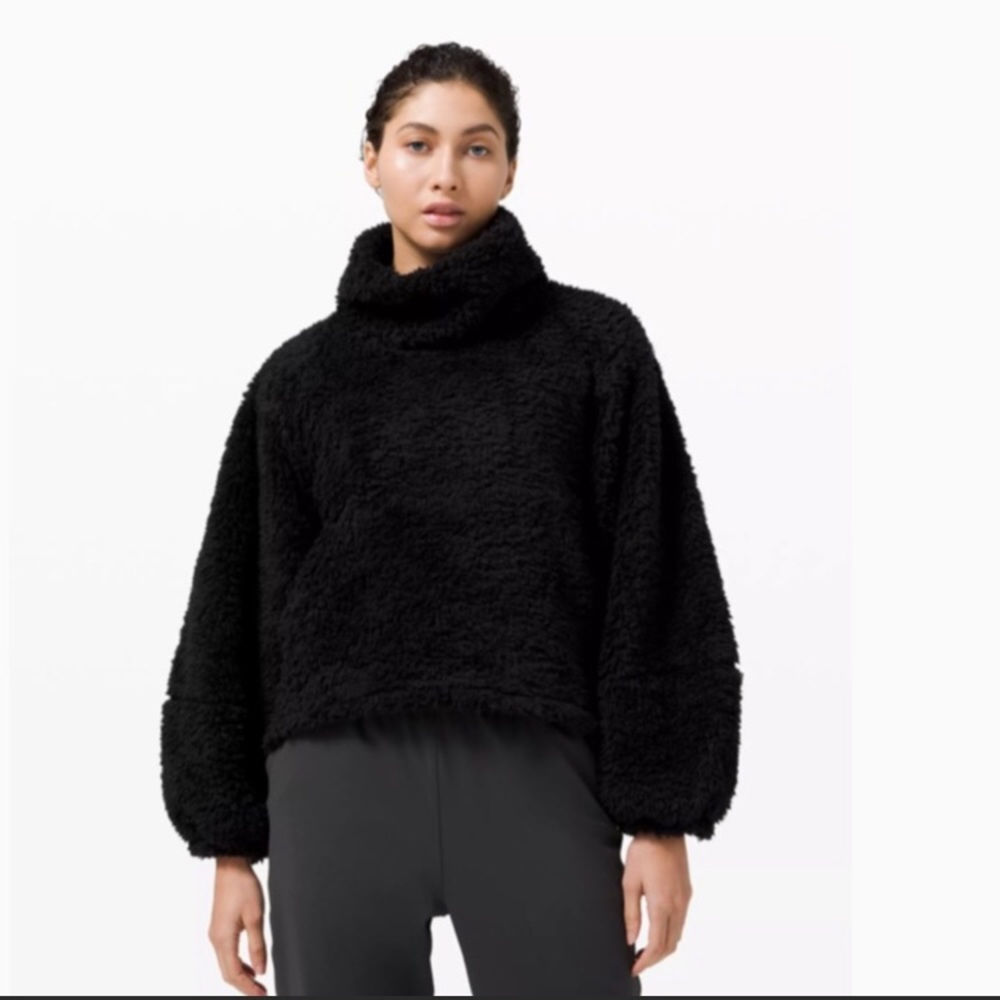 Lululemon Warm Restore - black turtleneck Sherpa pullover